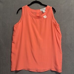 VTG Bridgewater Classics 100% Silk Sleeveless Top Size L Peach Summer Chic